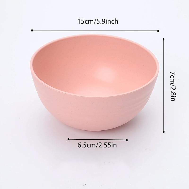 4 Pzas Cuencos Paja Trigo Reutilizables Rosa