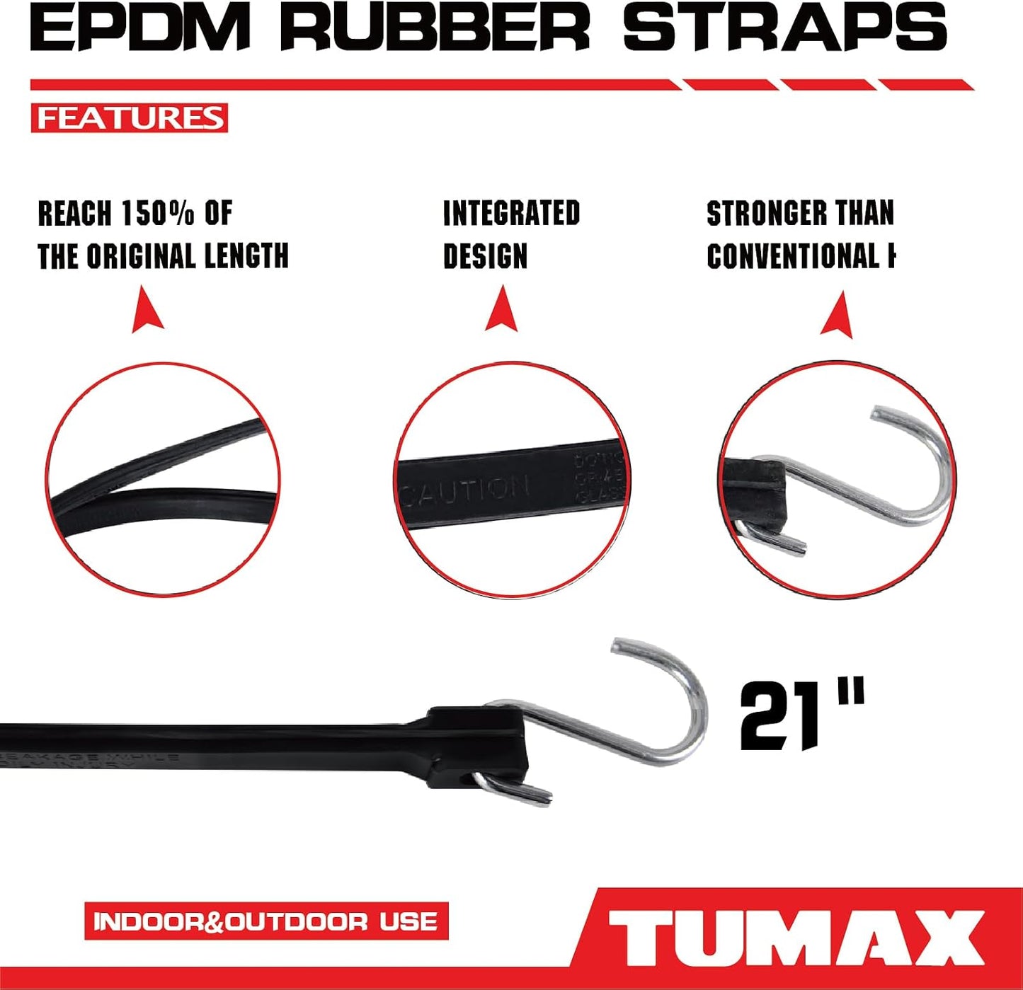 Cuerdas elásticas EPDM con ganchos para motocicleta 30uds