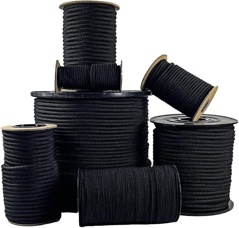 Cuerda choque elástica negra 0.12-0.5pulg con agarre diamante