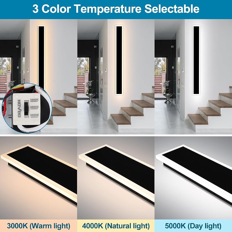 2 Lámparas LED pared exterior 36pulg IP65 aplique negro