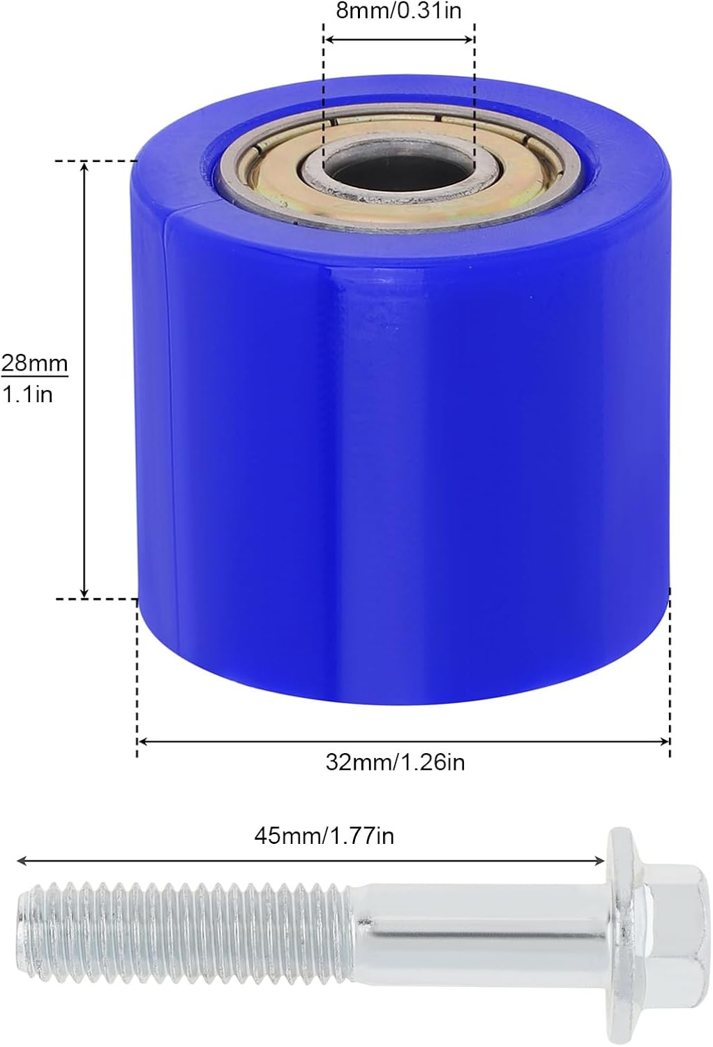 2 Pzas Rueda Guía Tensor Cadena 8mm Moto Azul