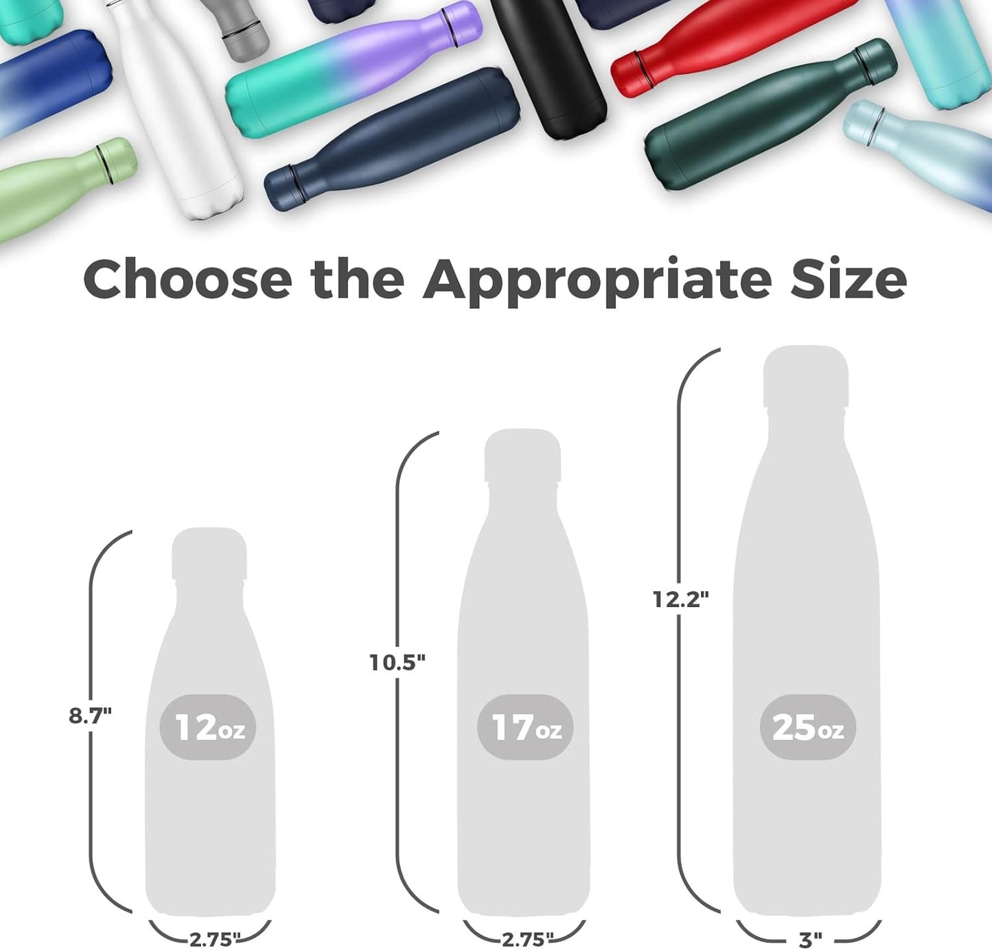 Botella agua aislada sin BPA para niños 17oz pack 4 plateado