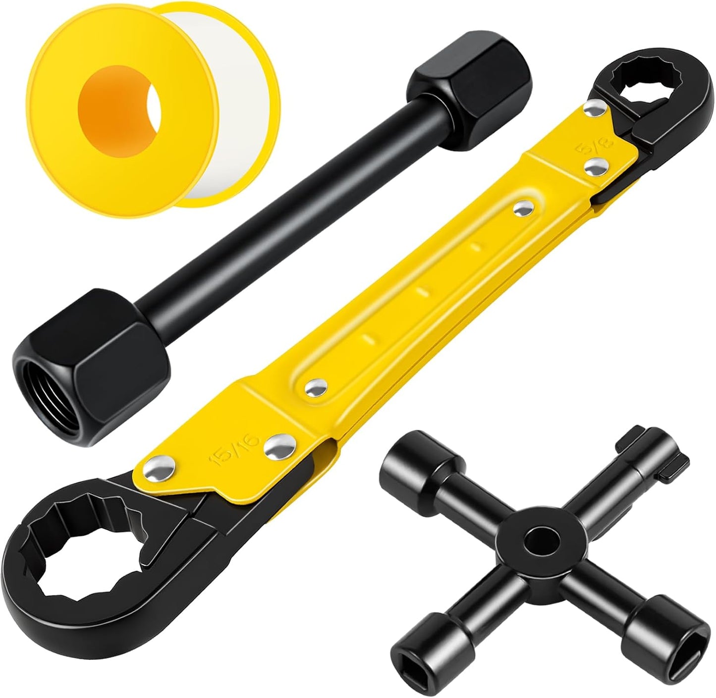 Kit llave angular fontanero para tope y tuercas amarillo