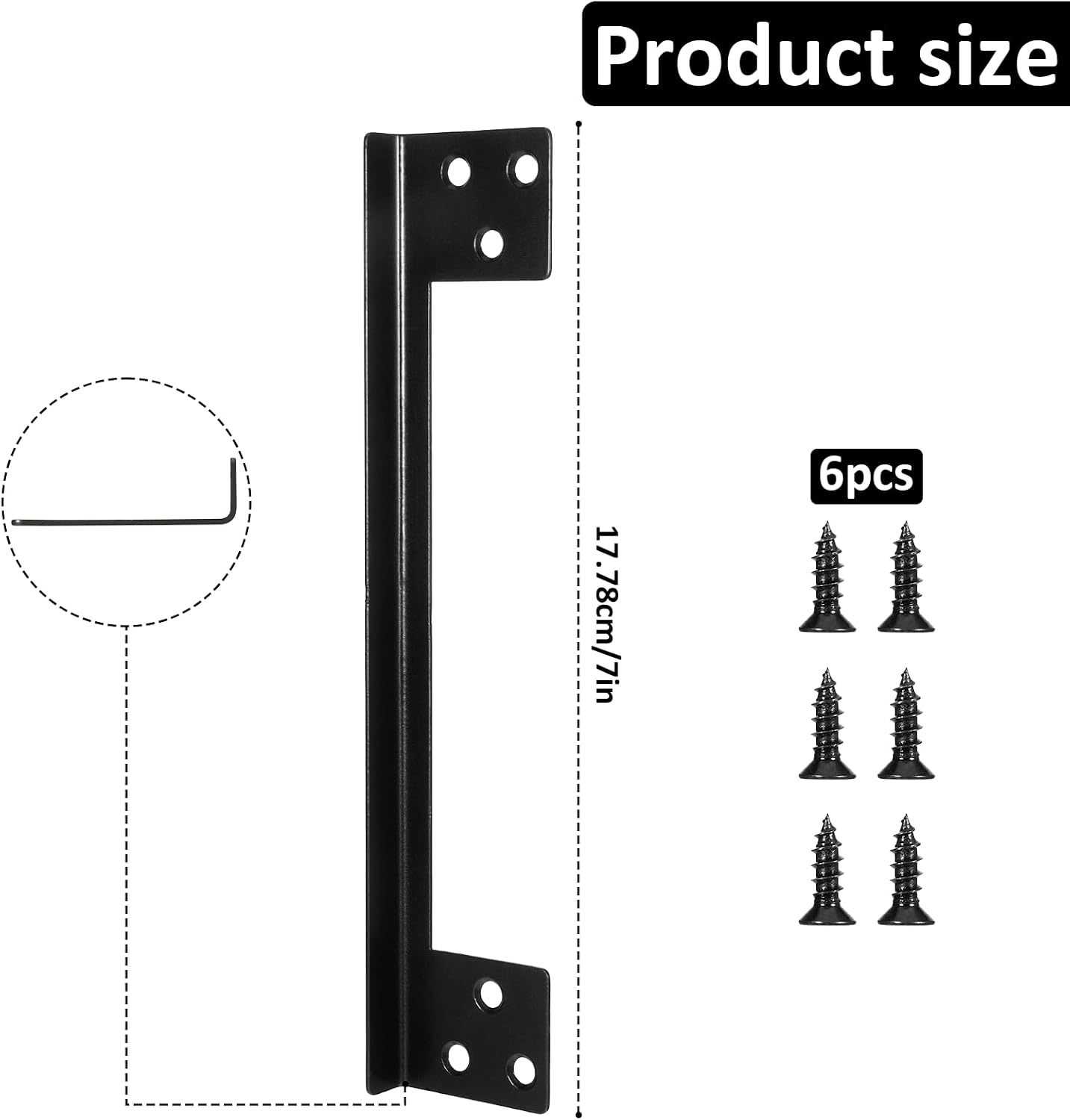 Placa protectora pestillo puerta 6.69pulg negra forma L