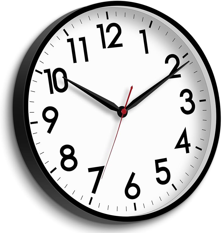 Reloj pared 16pulg analógico silencioso sin tictac negro
