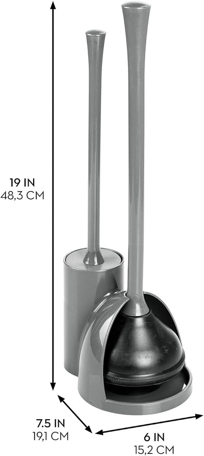 Set cepillo y desatascador inodoro baño gris