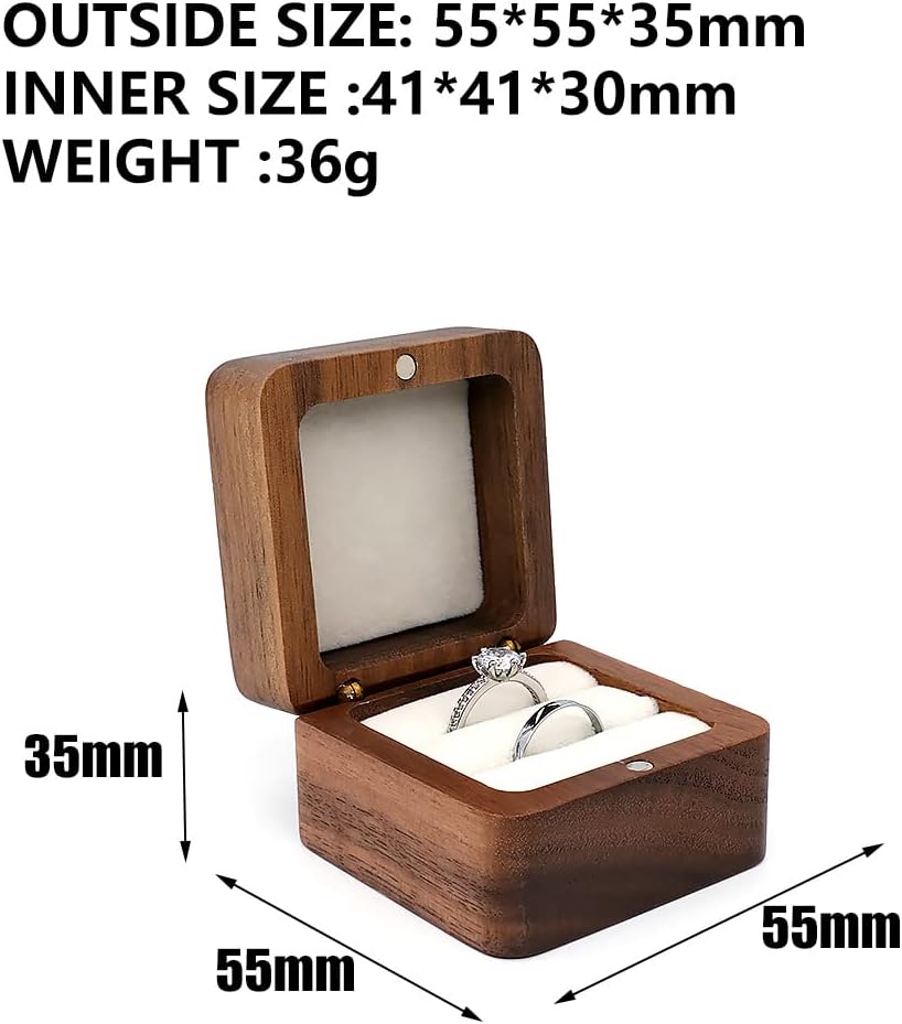 Caja madera soporte anillos boda grabado flora