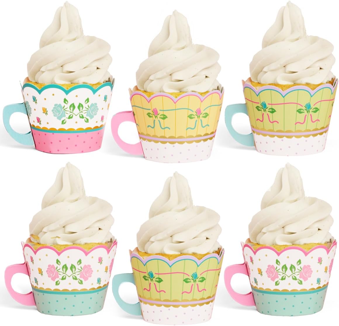 Set 24 Envoltorios Cupcakes Dorados para Fiesta Té y Cumpleaños