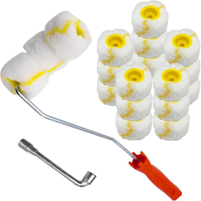 Juego rodillos pintura 18 pzas mango rosca pinceles
