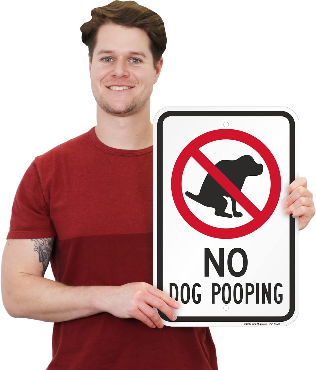 Letrero No Dog Pooping aluminio 12x18"