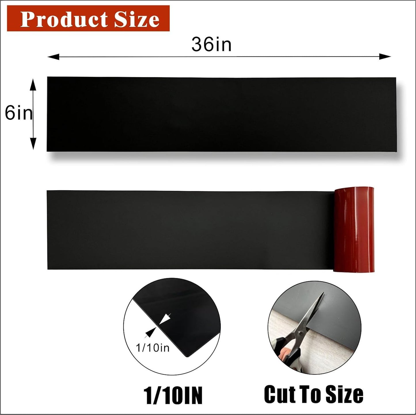 2 Placas silicona autoadhesivas para puerta 6x36pulg negro
