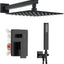 Set grifo ducha negro cabezal lluvia 12" rociador mano