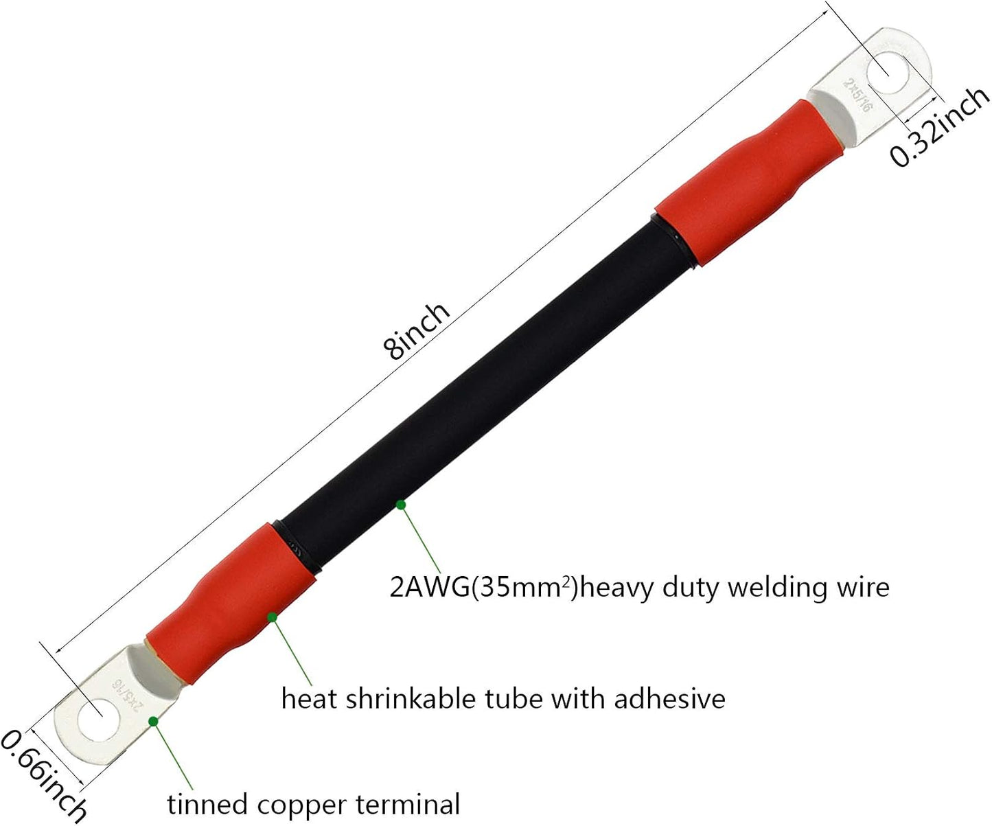 2 Cables Inversor 2AWG Cobre Estañado para Solar Coche
