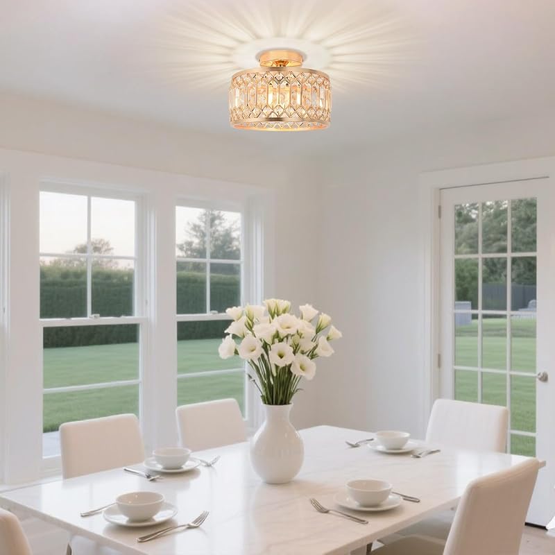 Lámpara techo cristal moderna para cocina dormitorio 10.63"