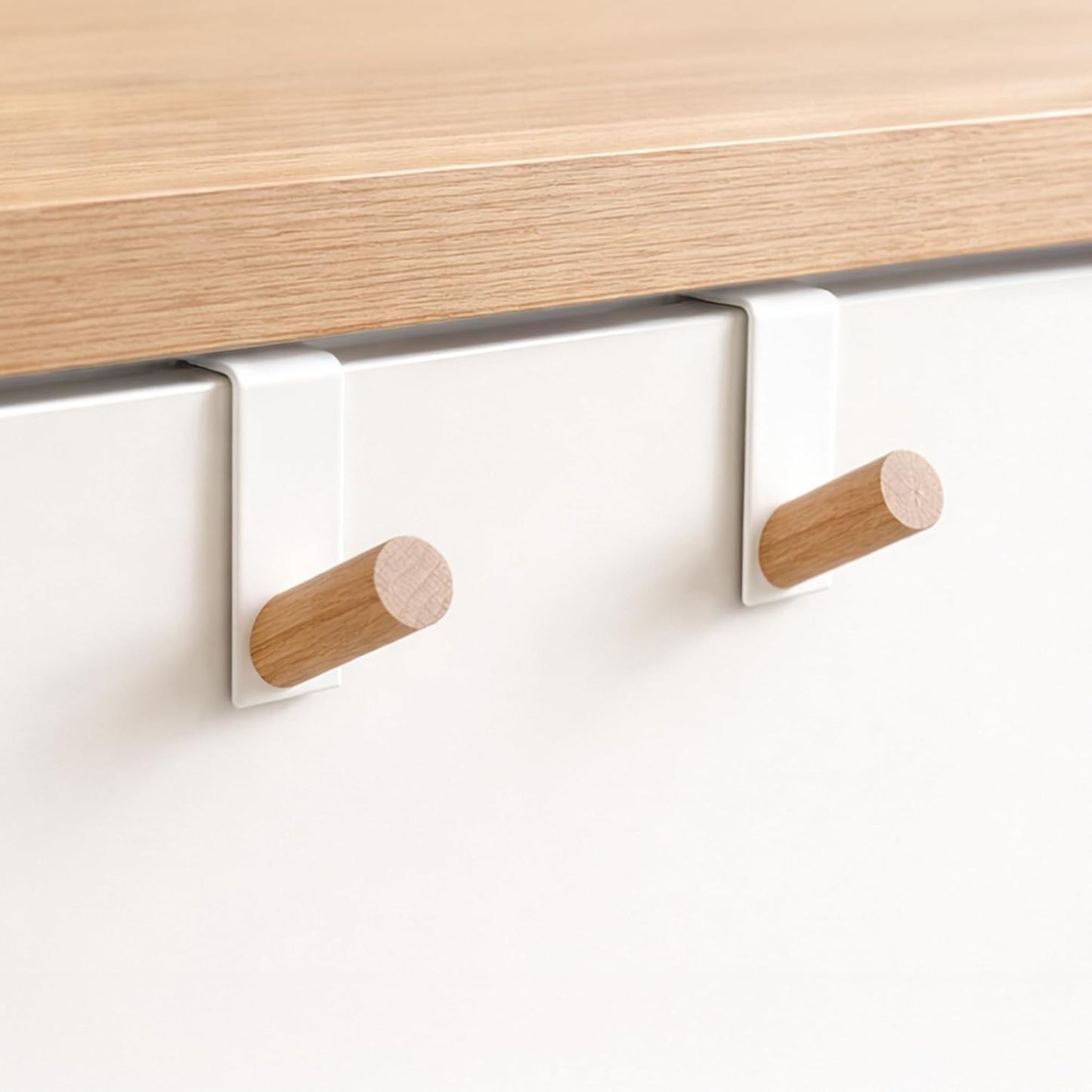 Ganchos puerta cajones cocina baño acero blanco mate 2 Uds