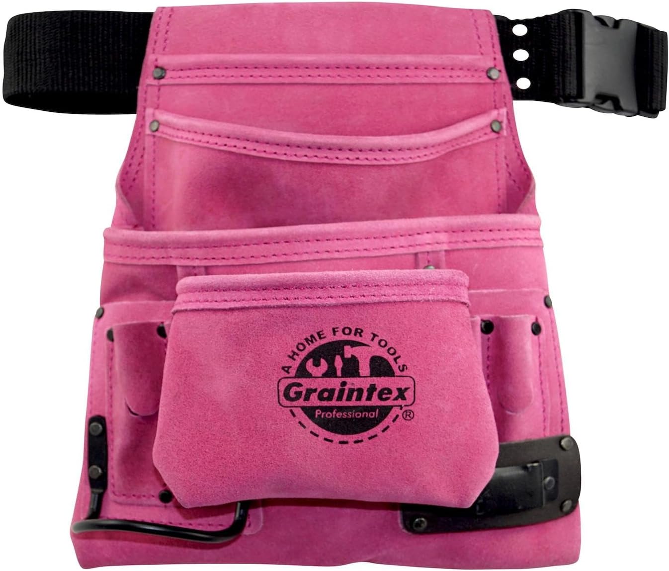 Bolsa 10 bolsillos gamuza rosa cinturón 2pulg para manitas