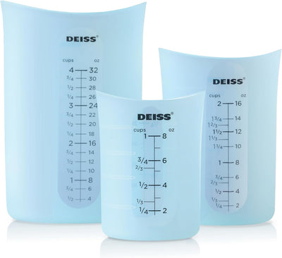 Set 3 Tazas Medidoras Silicona Antiadherente Calor Resistente