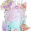 Juego decoración pastel sirena colas algas hojas doradas