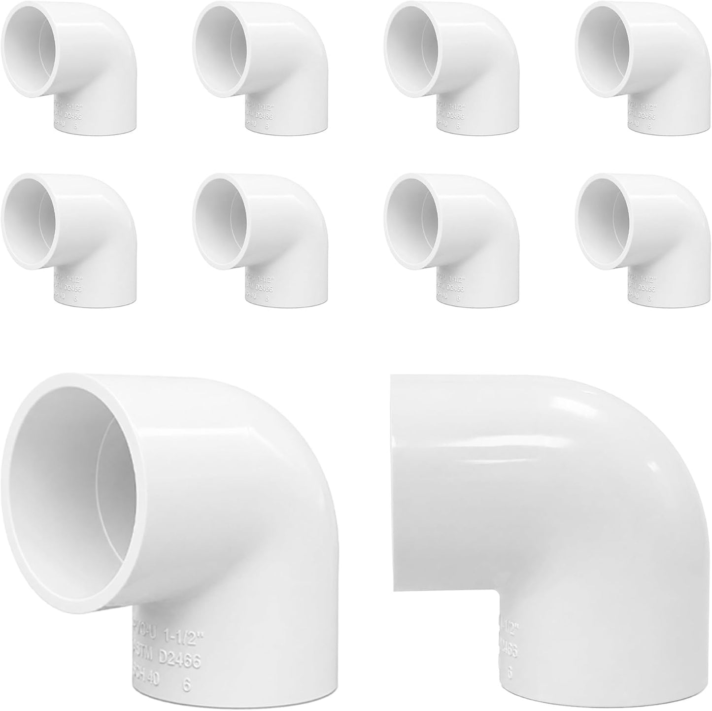10 Pzas Conectores PVC 90° 1.9pulg SCH40 Blancos
