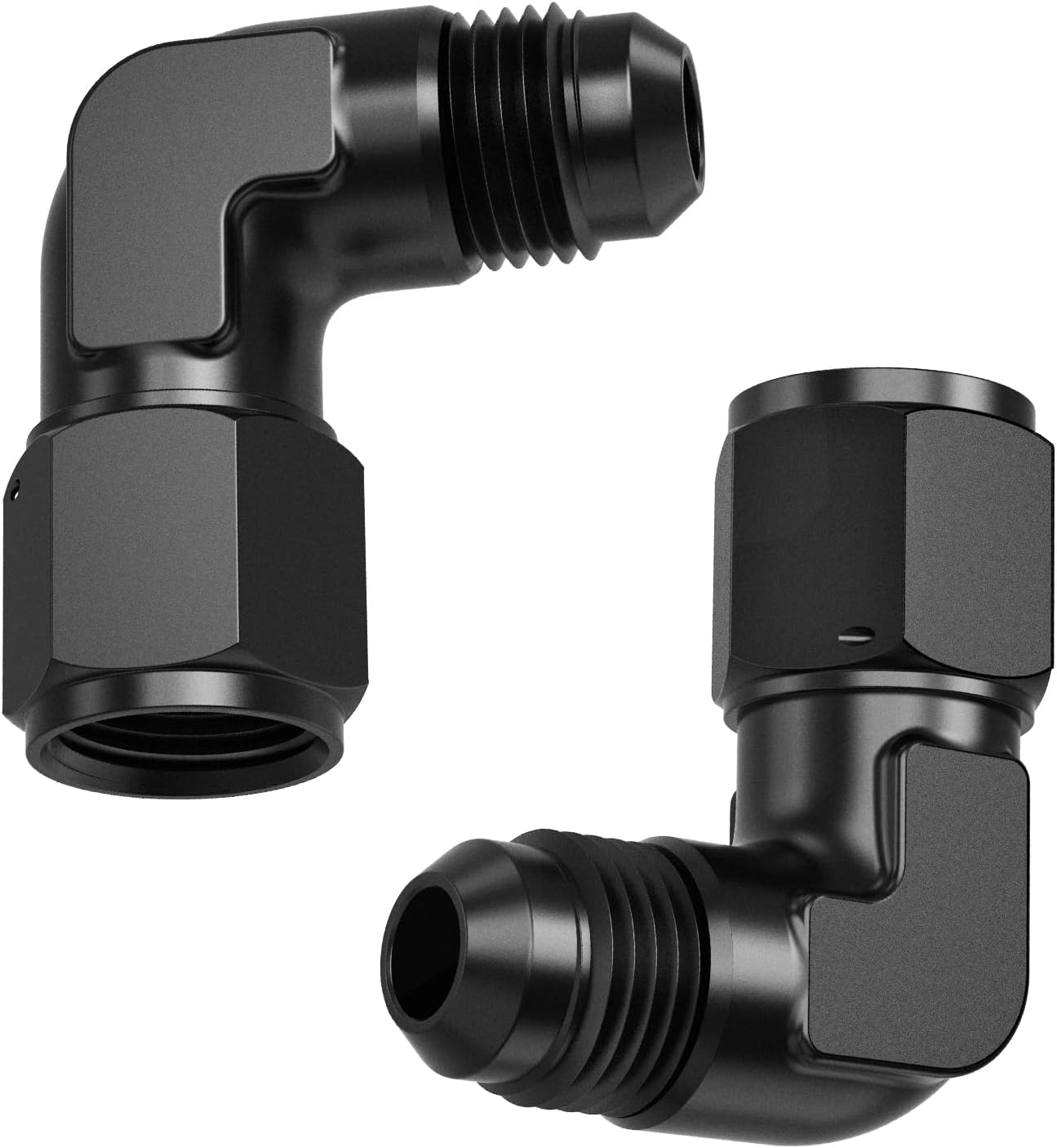 Adaptador AN hembra a macho aluminio negro 90°/6AN