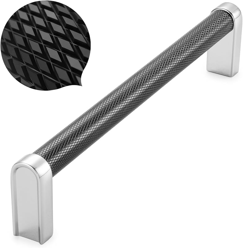 10 Tiradores Gabinete Negro Cromado 6.25" P28