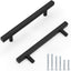 25 Manijas Planas Negras para Gabinetes 5" Acero Inox