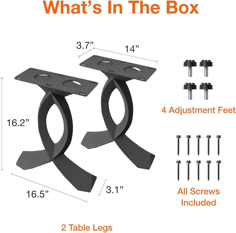 Patas de mesa de acero negro ajustables resistente al óxido