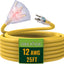 Cable extensión iluminado 25ft con 3 tomas SJTW 12/3