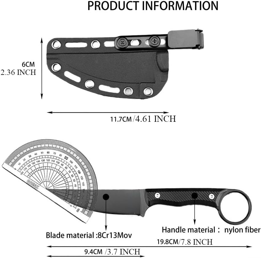Cuchillo fijo 7.8pulg acero 8cr13mov mango antiderrap