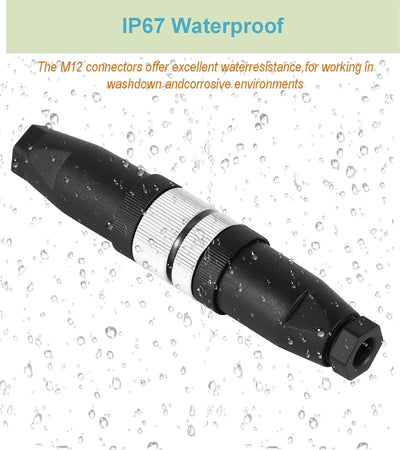 Conector M12 8 pines macho/hembra IP67 impermeable industrial