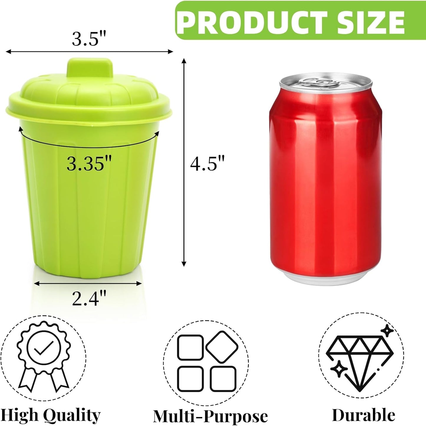 20 Pzas Cubos Basura Plástico 10oz con Tapa Organiz. Hogar