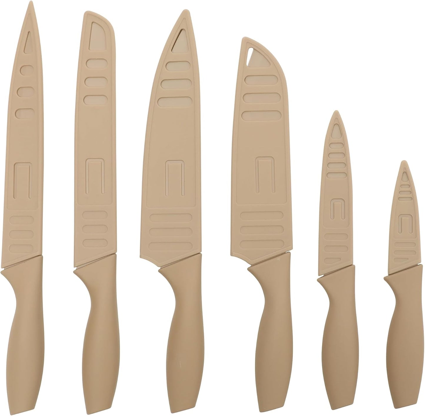 Set 12 Cuchillos Chef Antiadherentes con Fundas Color Gris Pardo