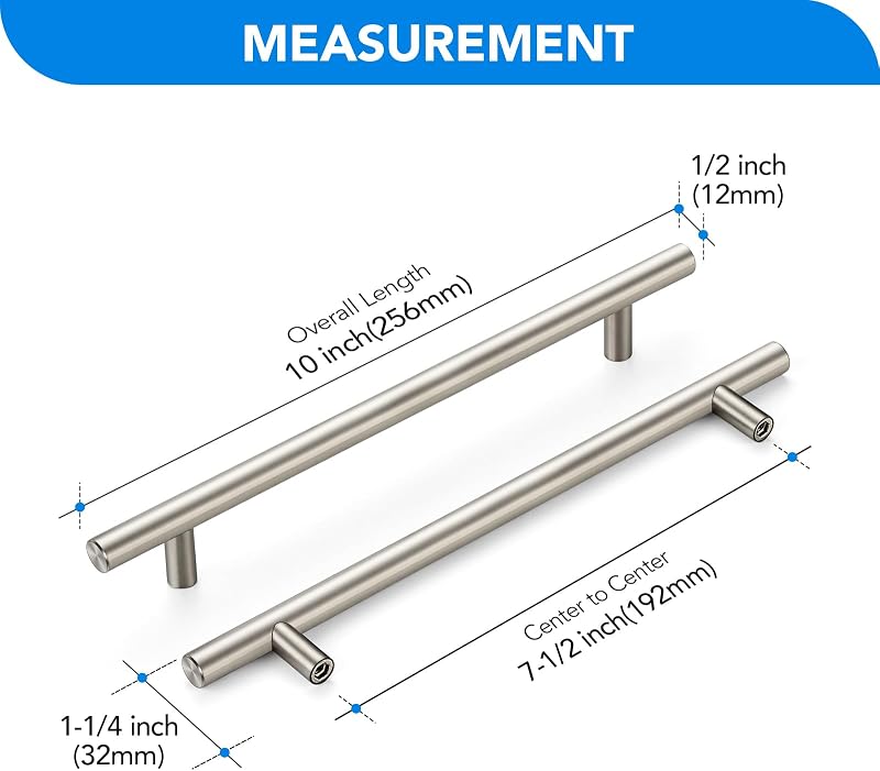 Manijas níquel cepillado 7-1/2" acero inox set 25