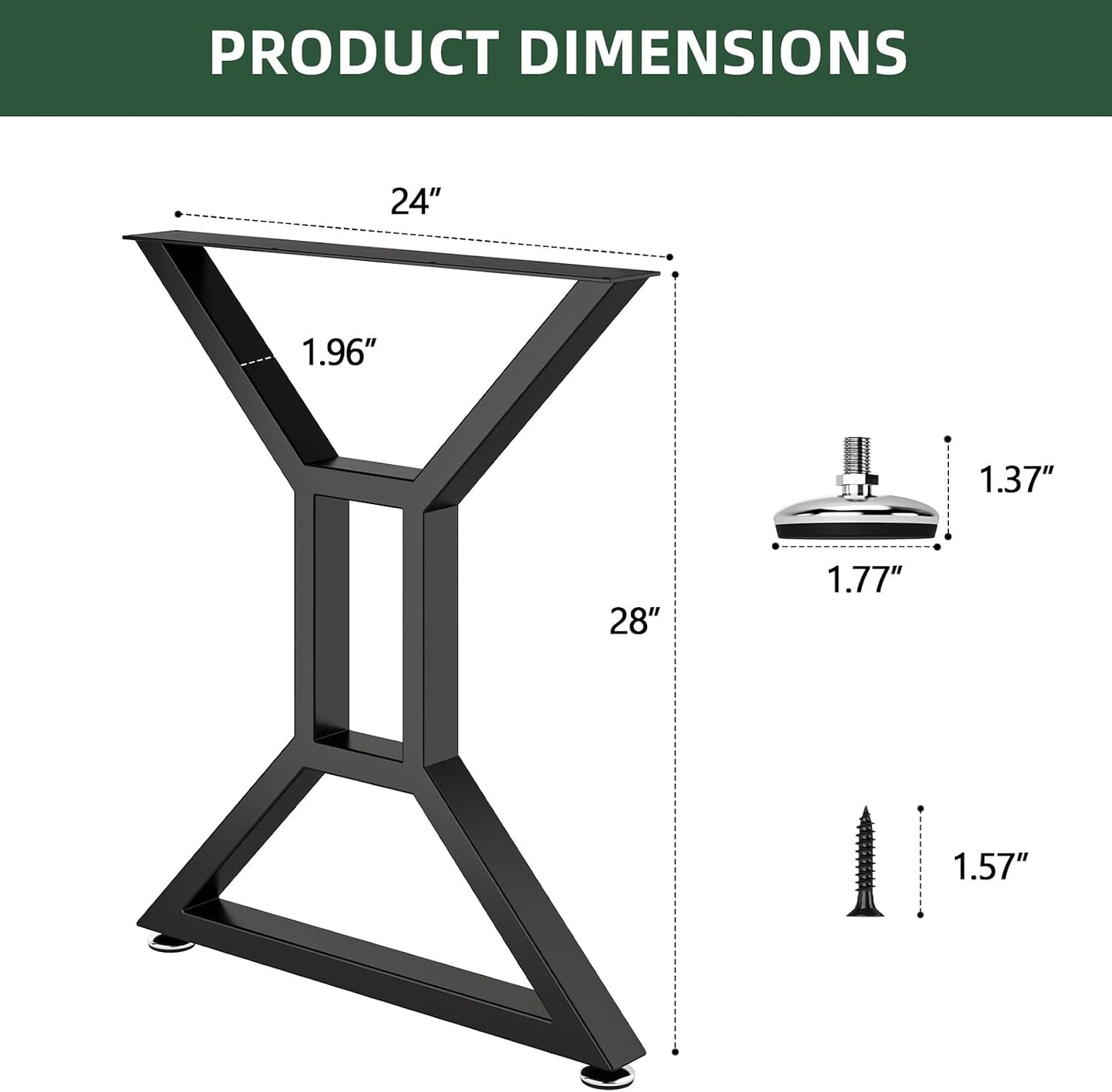 Patas mesa 28x24pulg calabaza negro ajustables set 2