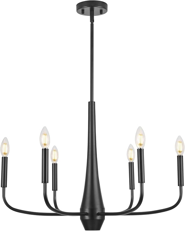 Candelabro negro industrial 6 luces para comedor cocina isla