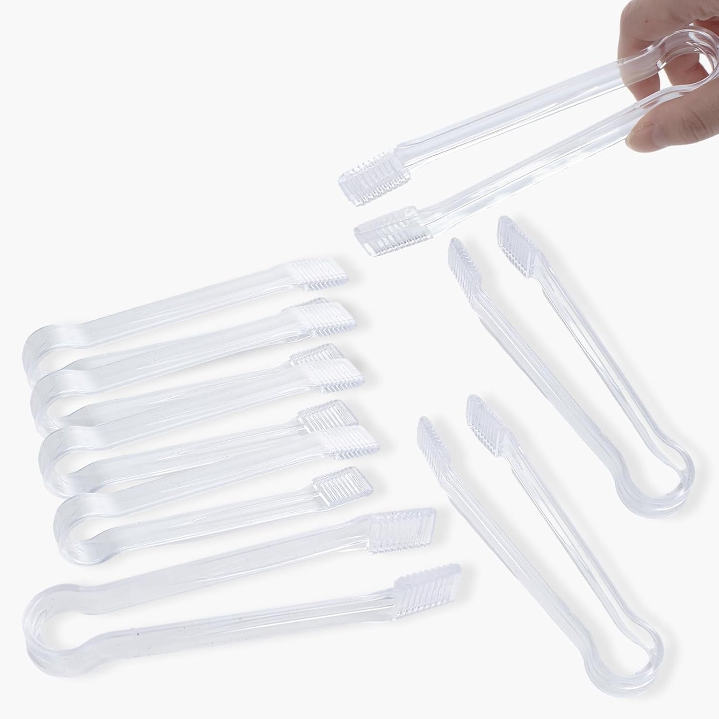 8 Pinzas Plástico Transparente Bordes Dentados para Buffet Catering