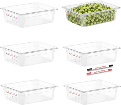 6 Sartenes Polycarbonato 4pulg Profundidad Bandeja NSF
