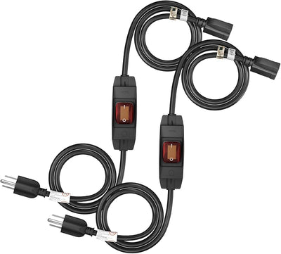 Cable extensión exterior 1875w con interruptor 6ft 2 pack