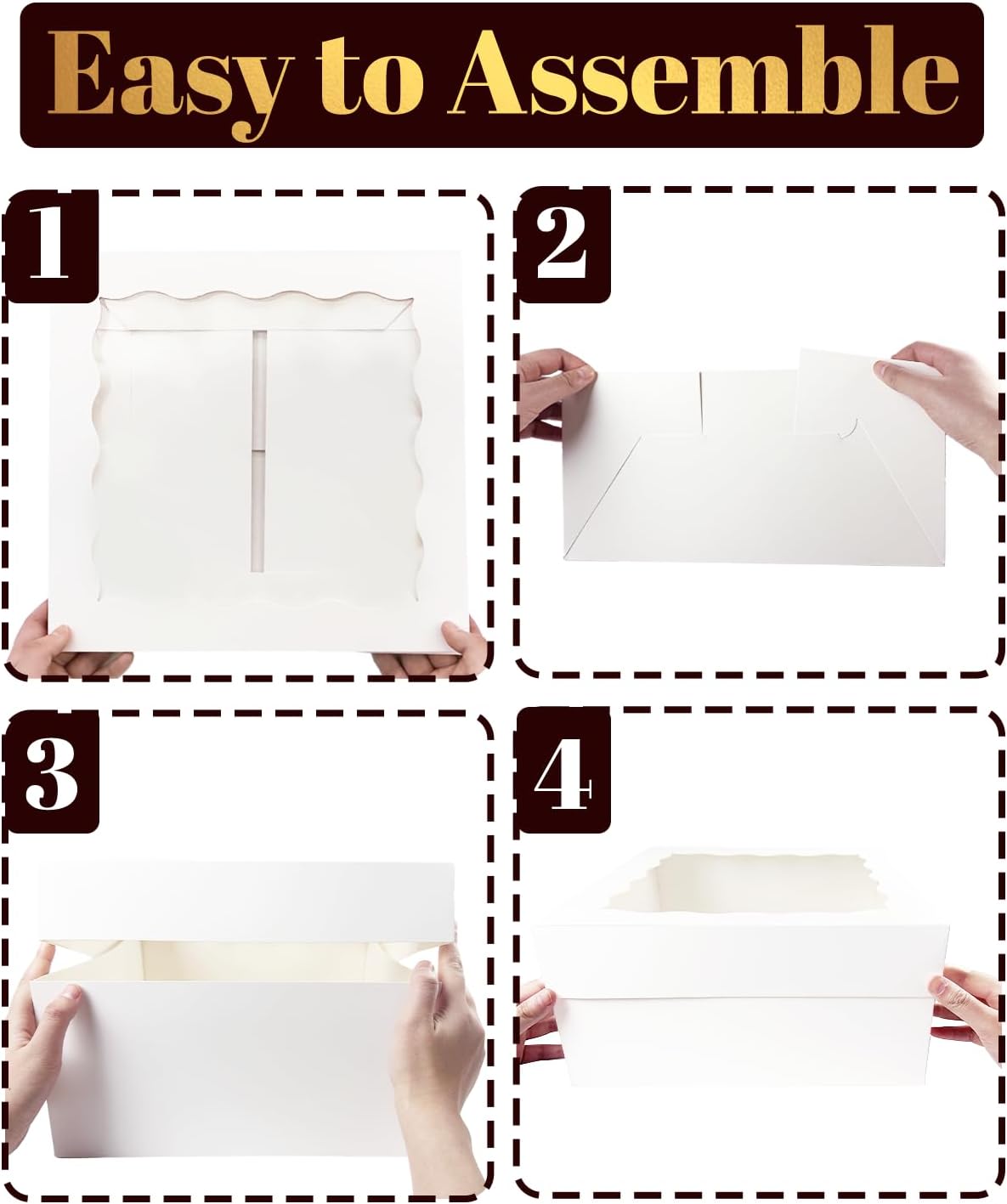 Caja pastel 12x12x8 con ventana y 4 tablas redondas