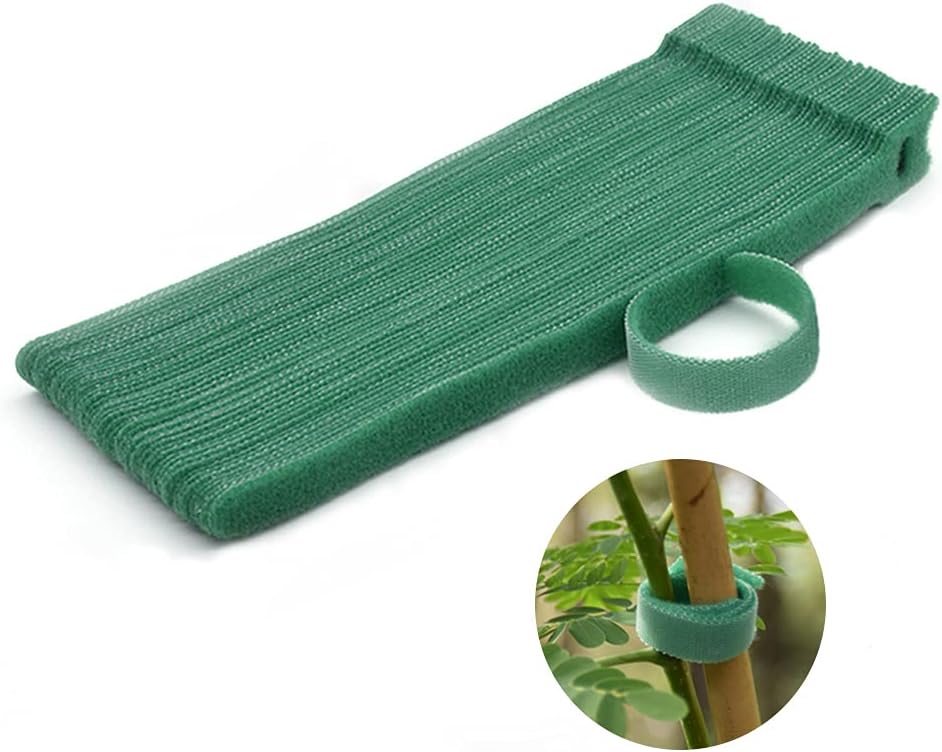 Bridas plástico para plantas gancho bucle 50uds 8pulg verde