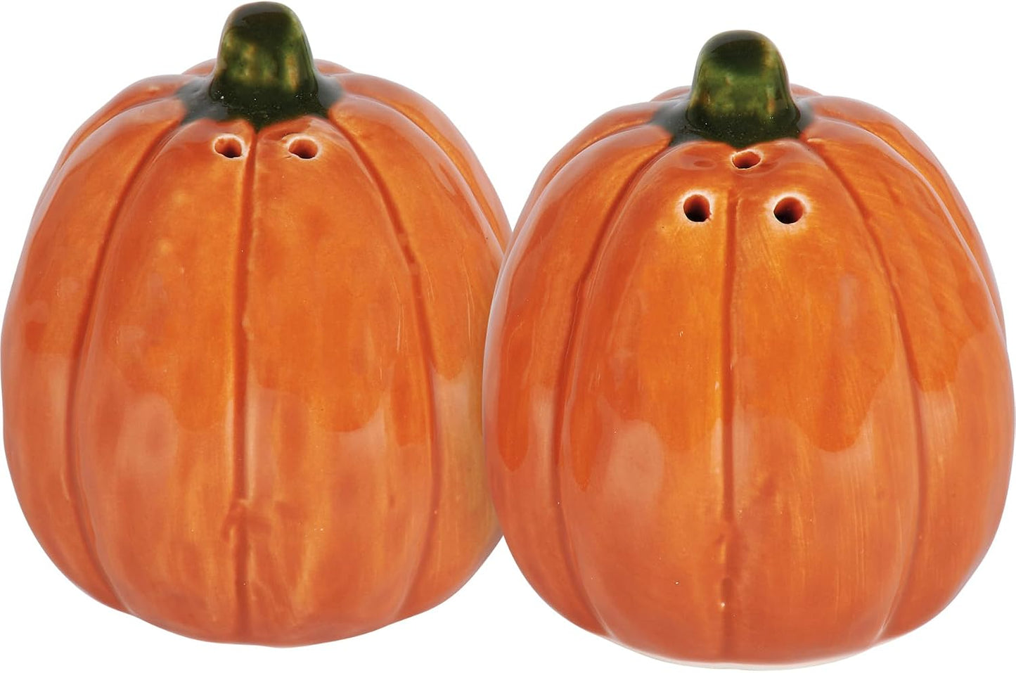 Set 2 Saleros Pimenteros Cerámica Calabaza Naranja 2.25pulg