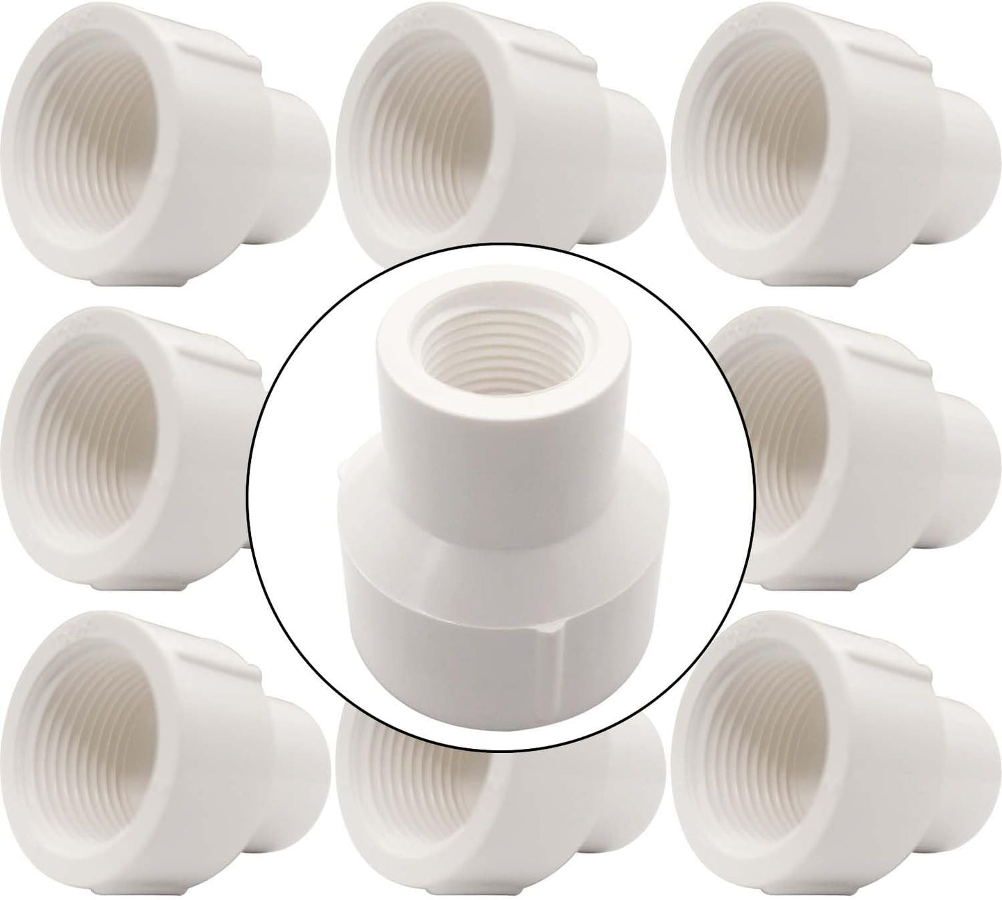 Acoplamiento roscado PVC 3/4 a 1/2 doble rosca 10 Uds
