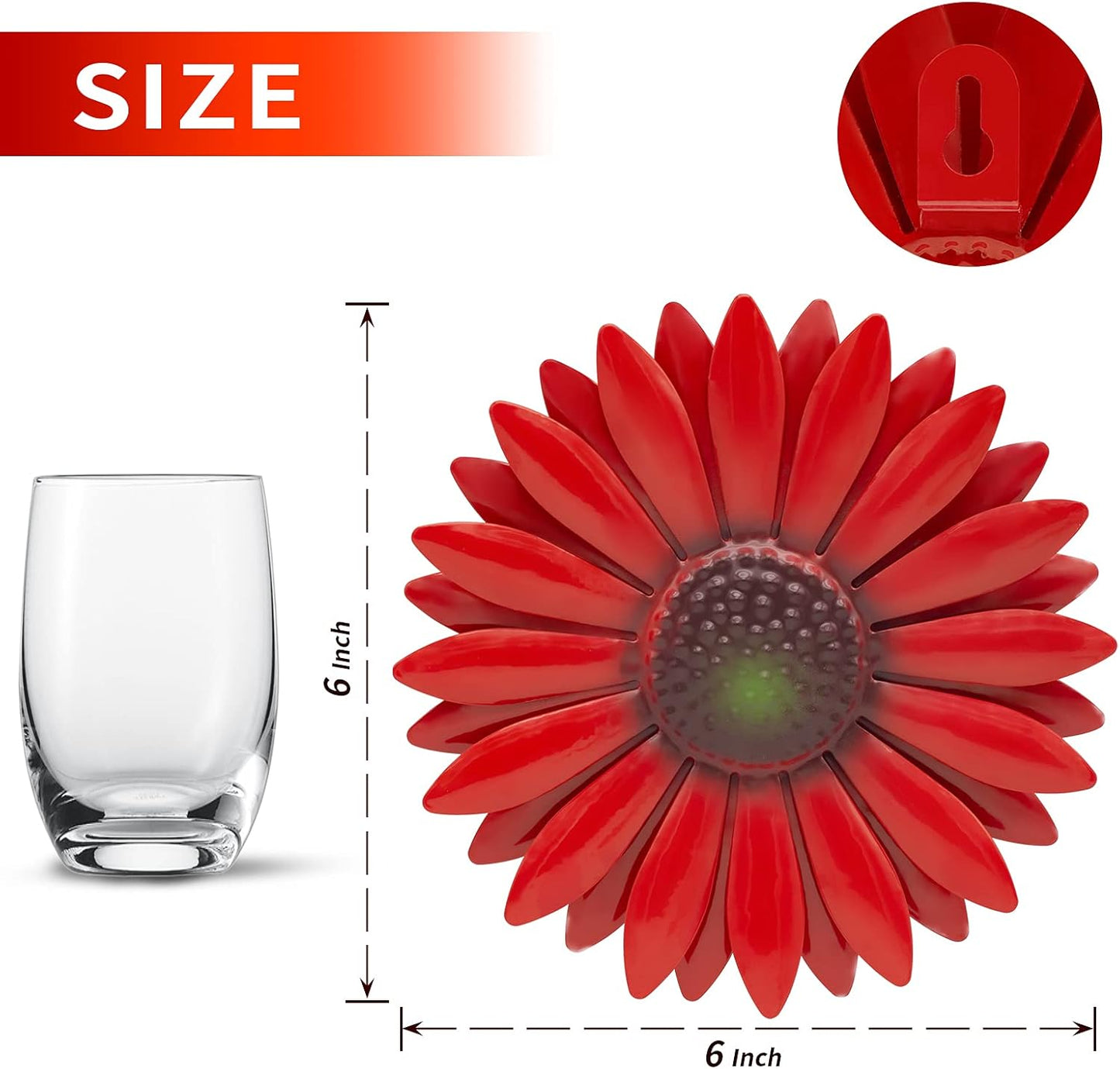 Arte pared metal flores girasol rojo para colgar