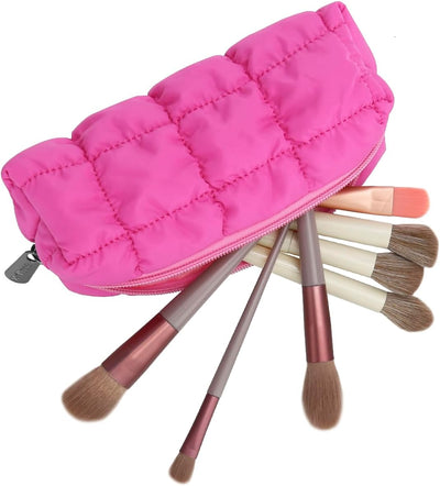 Bolsa de algodón para brochas maquillaje viaje rosa