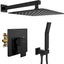Set grifo ducha lluvia 12" mango pared latón negro