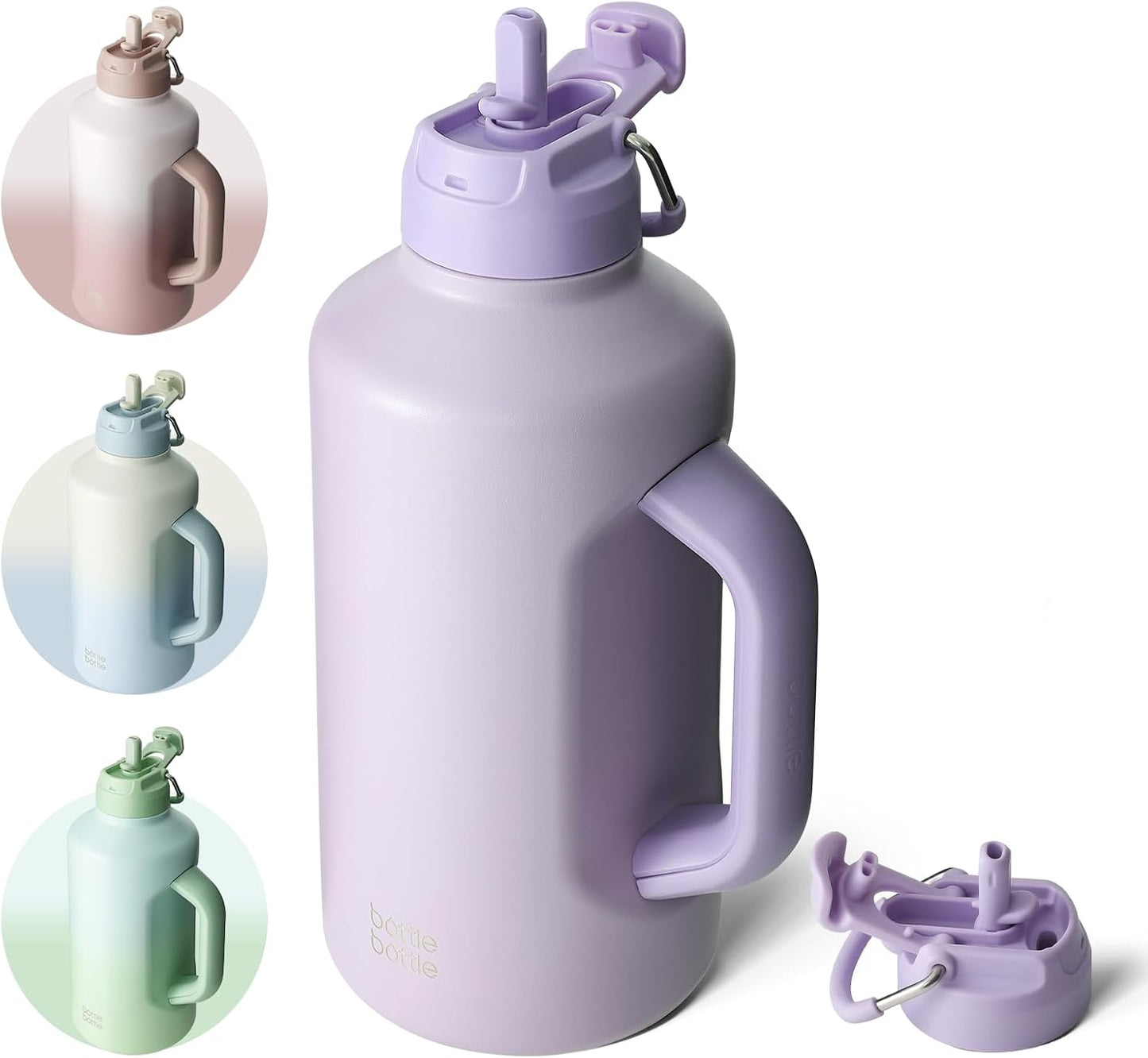 Botella agua acero inox con popote asa aislamiento 64oz