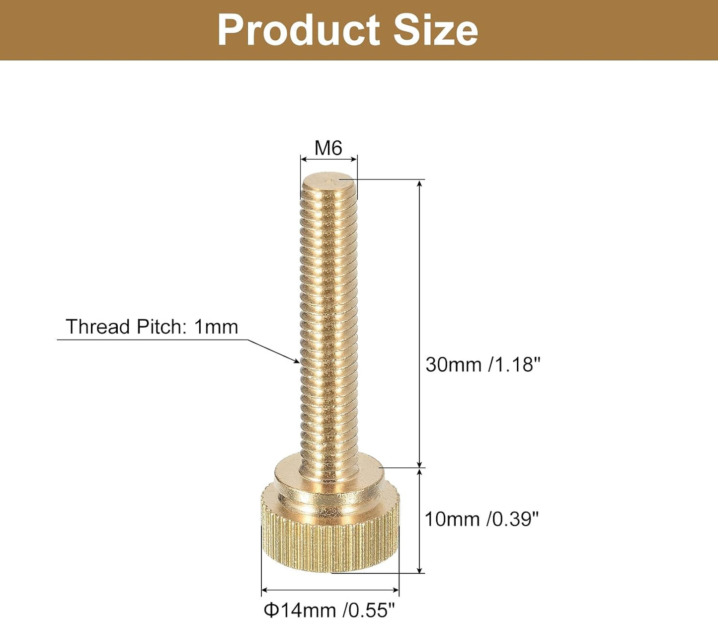Tornillos mariposa M6x30mm latón perilla 5 pzas