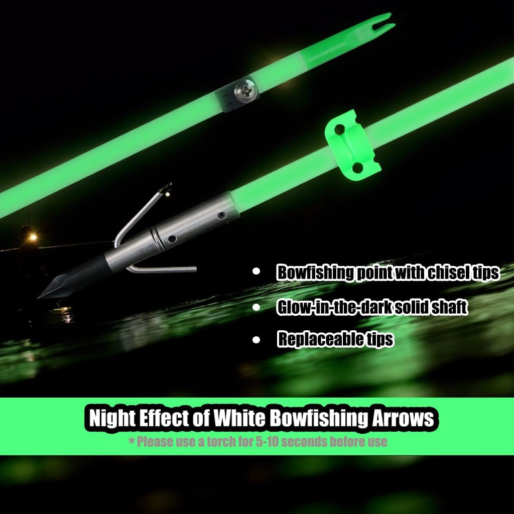 Flechas pesca arco 34pulg luminosas 6 Pzas blanco
