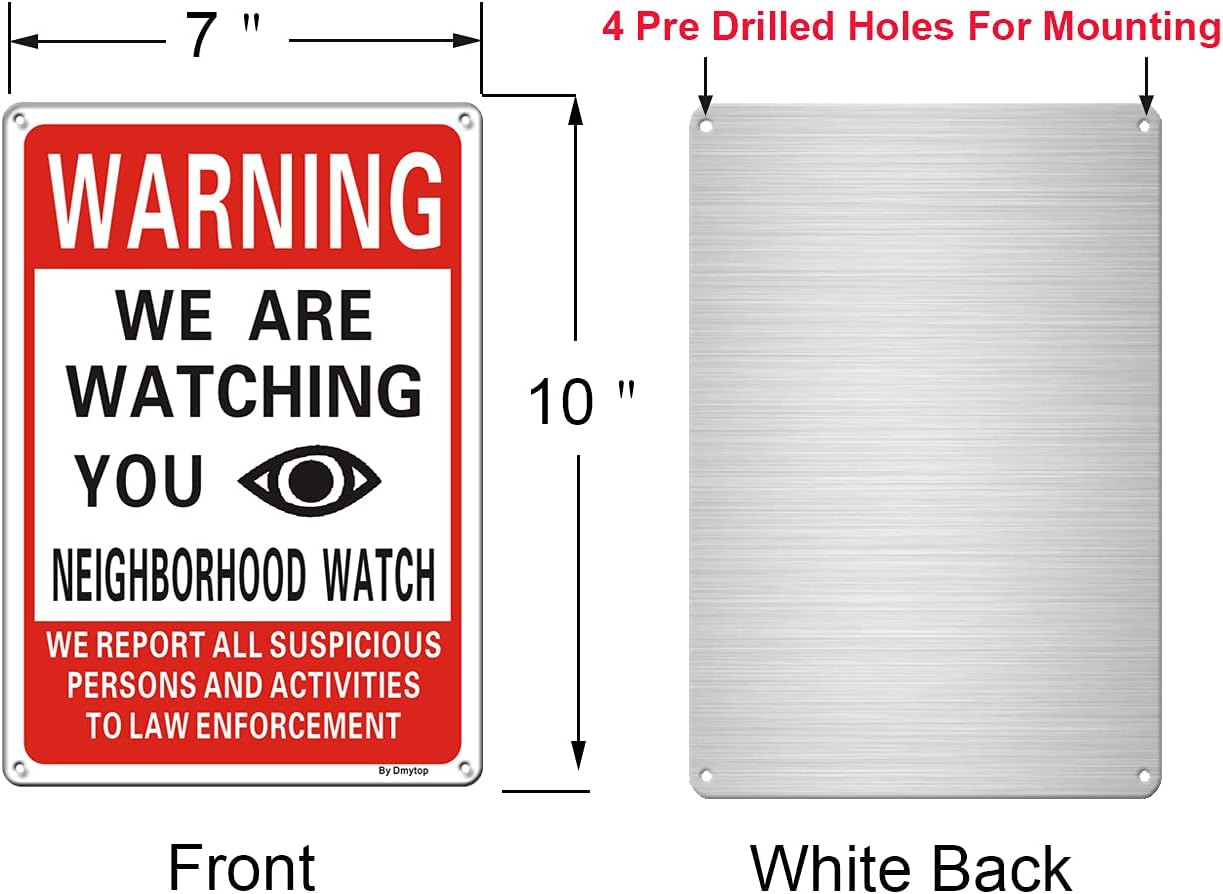 2 Letreros Advertencia We Are Watching You 10x7" Aluminio