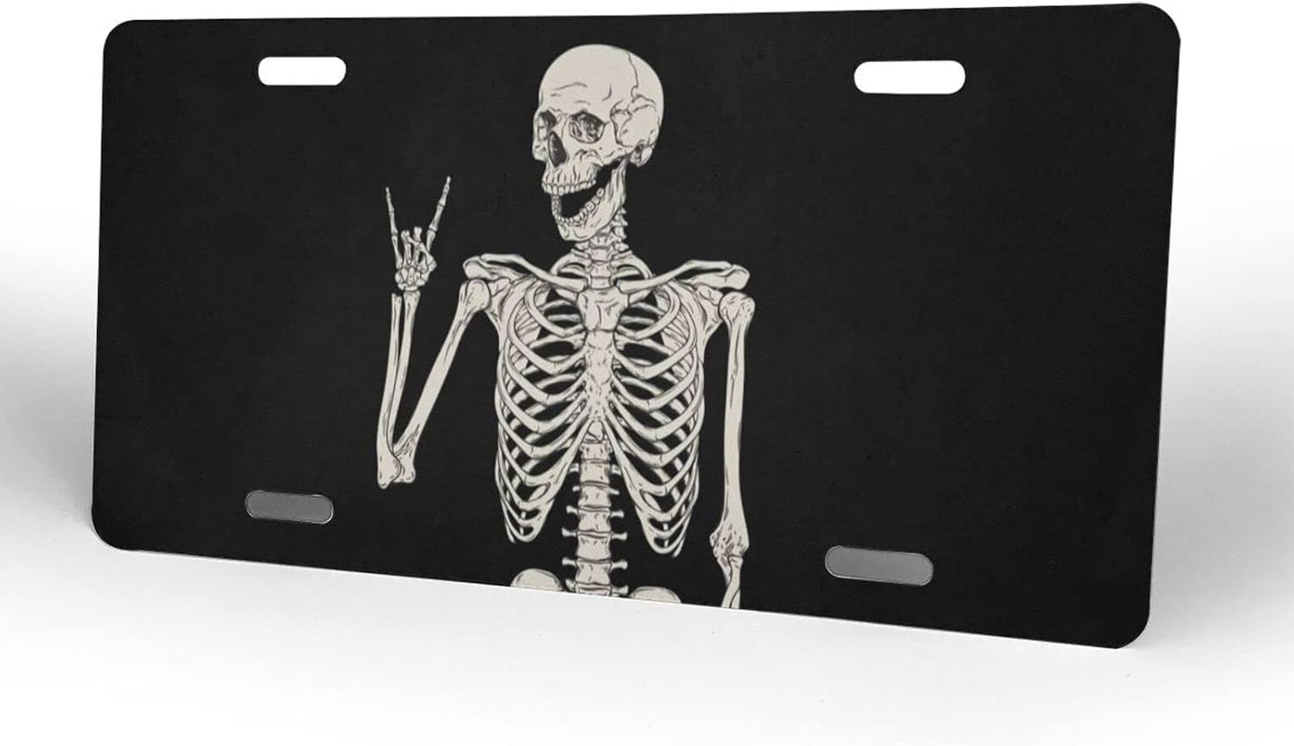 Placa matrícula aluminio calavera esqueleto 6x12"
